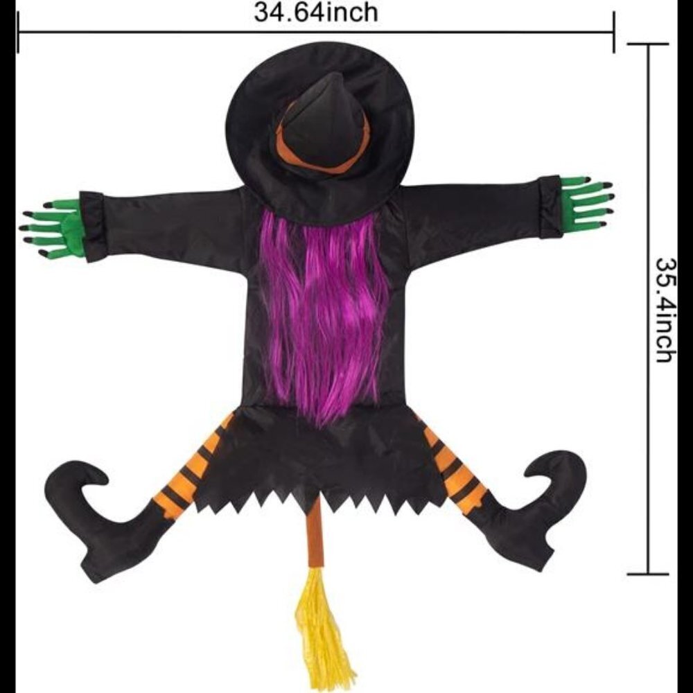 Crashing Witch, Halloween Decorations Outdoor Witch with Adjustable Band